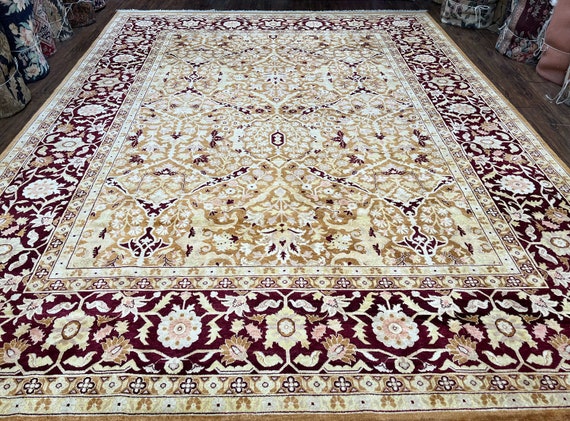 Indian Rug 9x12 Agra Rug Vintage Rug 9 x 12 Wool Rug Area Rug