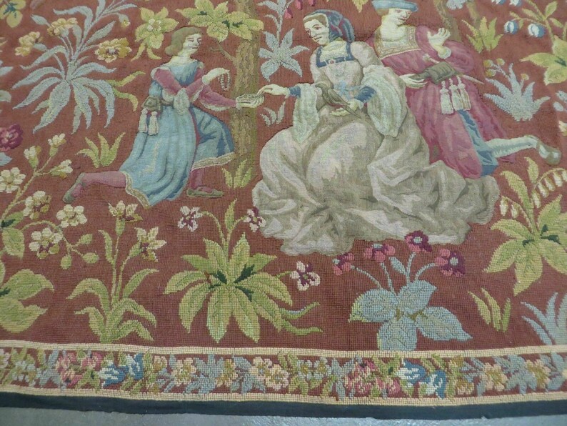 4' X 5' Antique Tapestry Belgium Handmade Petitpoint Etsy