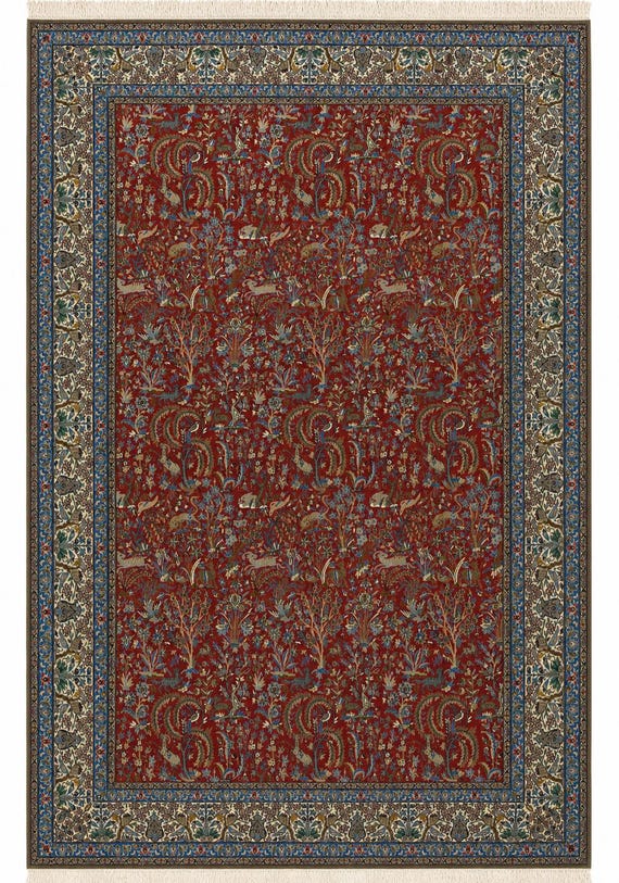 素晴らしいペルシャ絨毯、ナイン 7x11、シルク地にコルクウール、6La