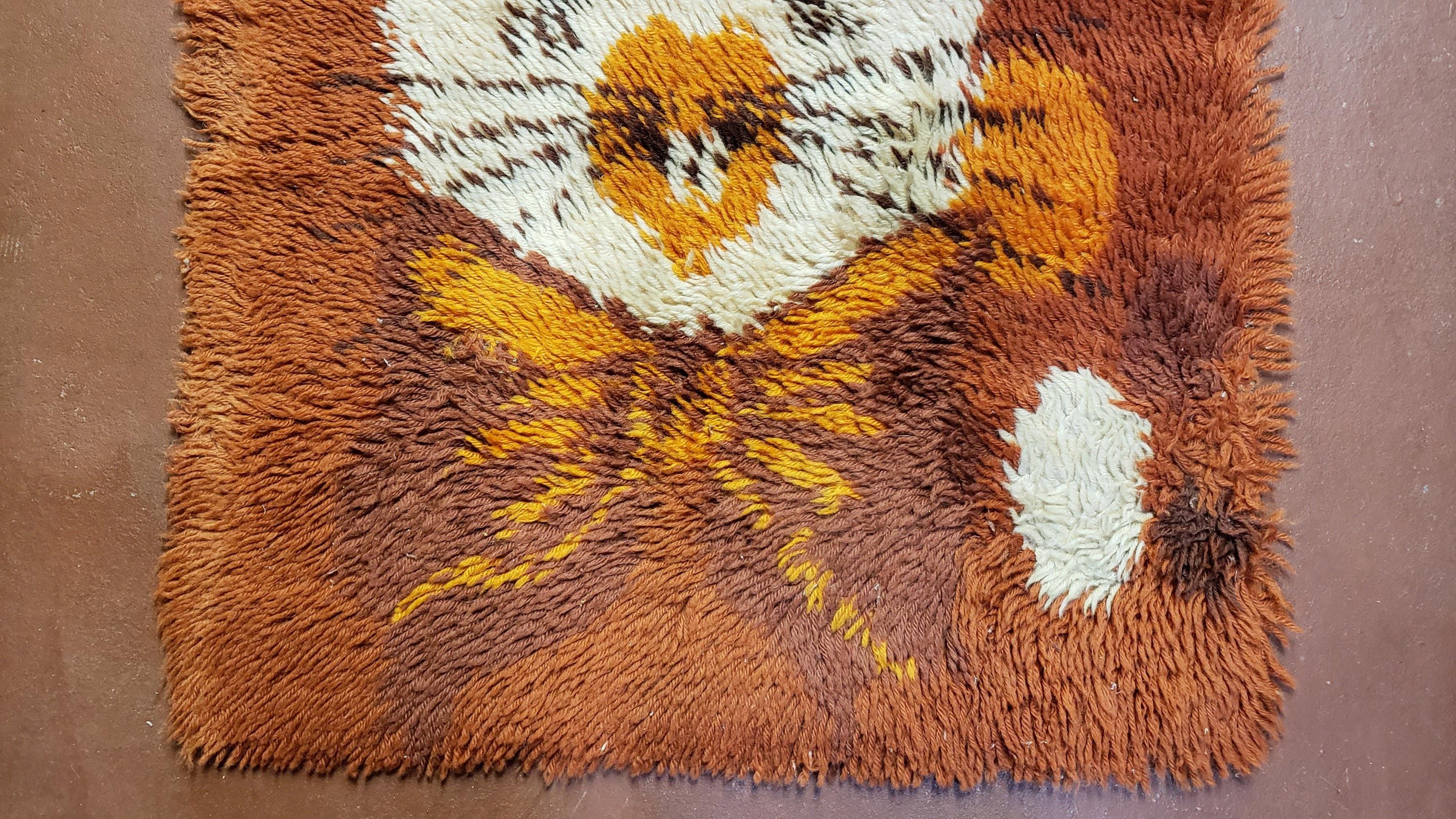 Small Shag Rug 2x3 Rya Shag Rug Mid-century Modern Danish Shag Rug 1960s Accent Rug ...