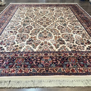 Karastan Rug 8.8 x 10.6 Ivory Sarouk #700/760, Wool Discontinued Original 700 Series
