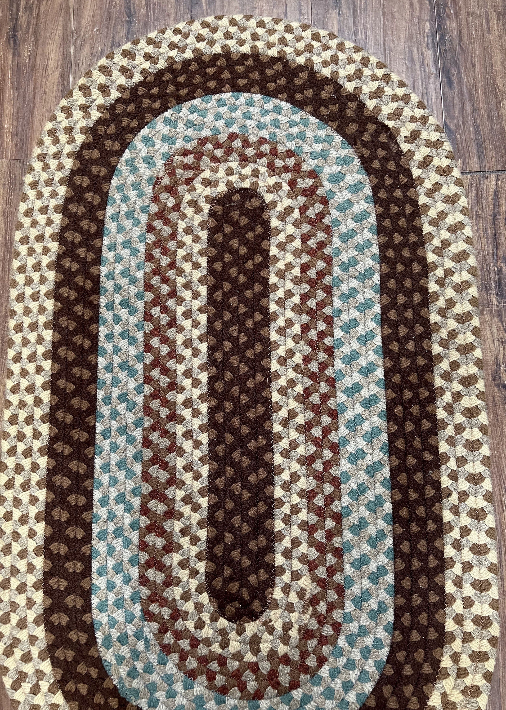 American Braided Rug 2x4 Ft Oval Rug, Multicolor Oval Rug, Oval Braided Rug,  Hand Woven, Vintage Braided Rug, Small Braided Rug 