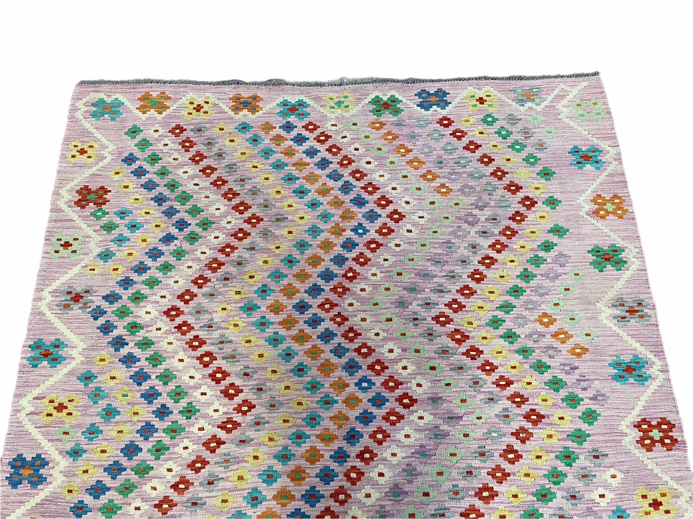 Pink Kilim Rug 6x8 Colorful Turkish Kilim Rug 6 x 8 Flat Weave Etsy