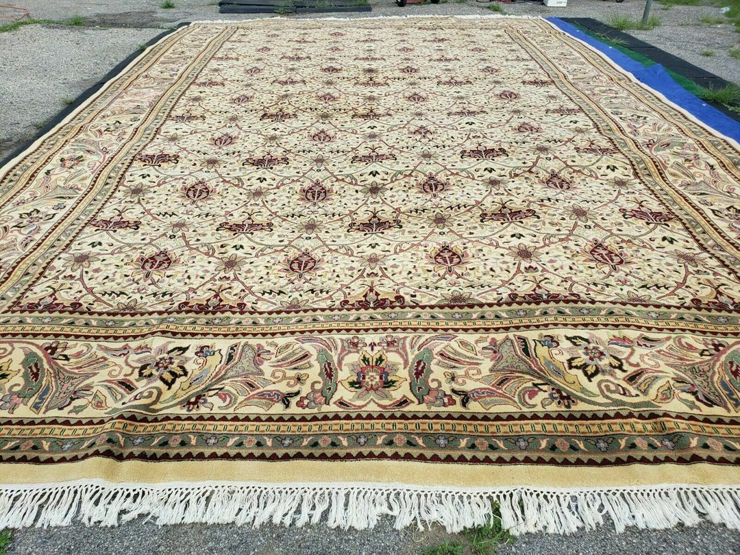 12' X 18' One-of-a-kind Indian Agra Hand-knotted Wool Rug Handmade ...