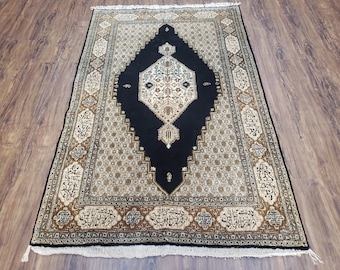 Persischer Seidenteppich 100x150, Seidenstapel auf Seidenfundament, Seide auf Seide, Hochwertiger Perserteppich, Teppich zum Aufhängen, feiner handgefertigter Orientteppich