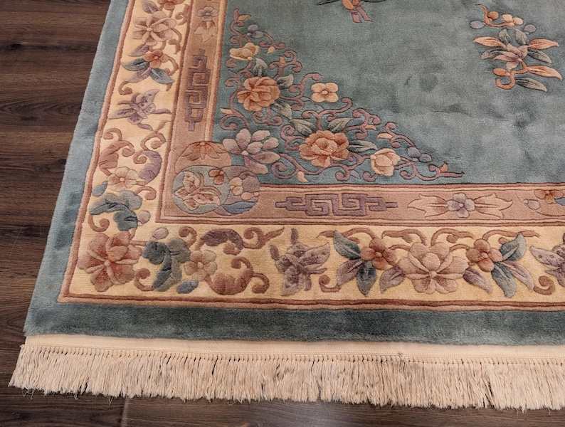 Chinese Wool 7.5 X 9.5, 90 Line Chinese Carving Carpet, Light Blue - Etsy