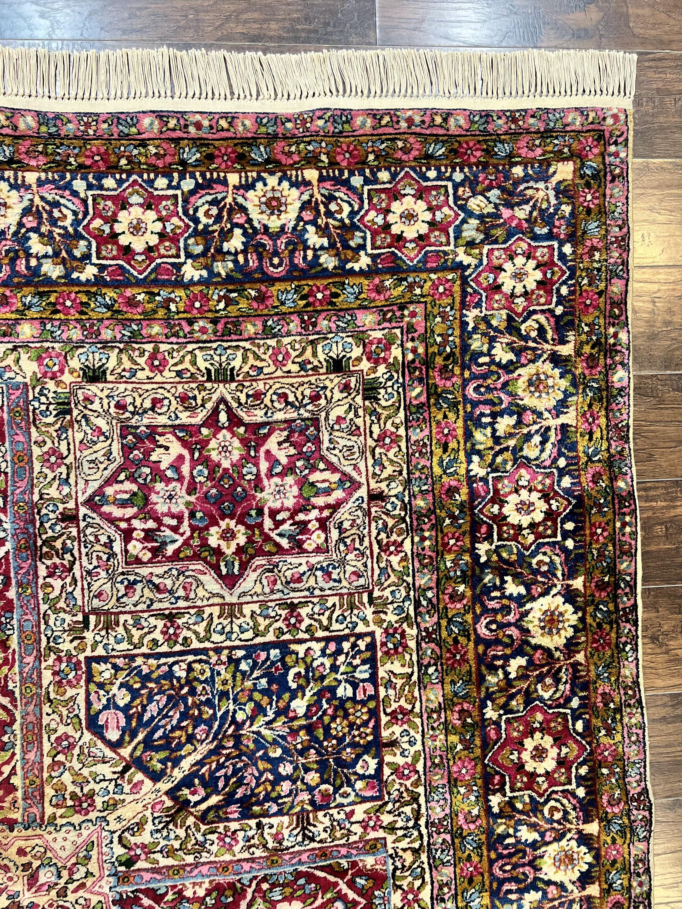 8x9 Rug Persian Kirman Lavar Rug 8x9, Antique Persian Carpet, Colorful ...