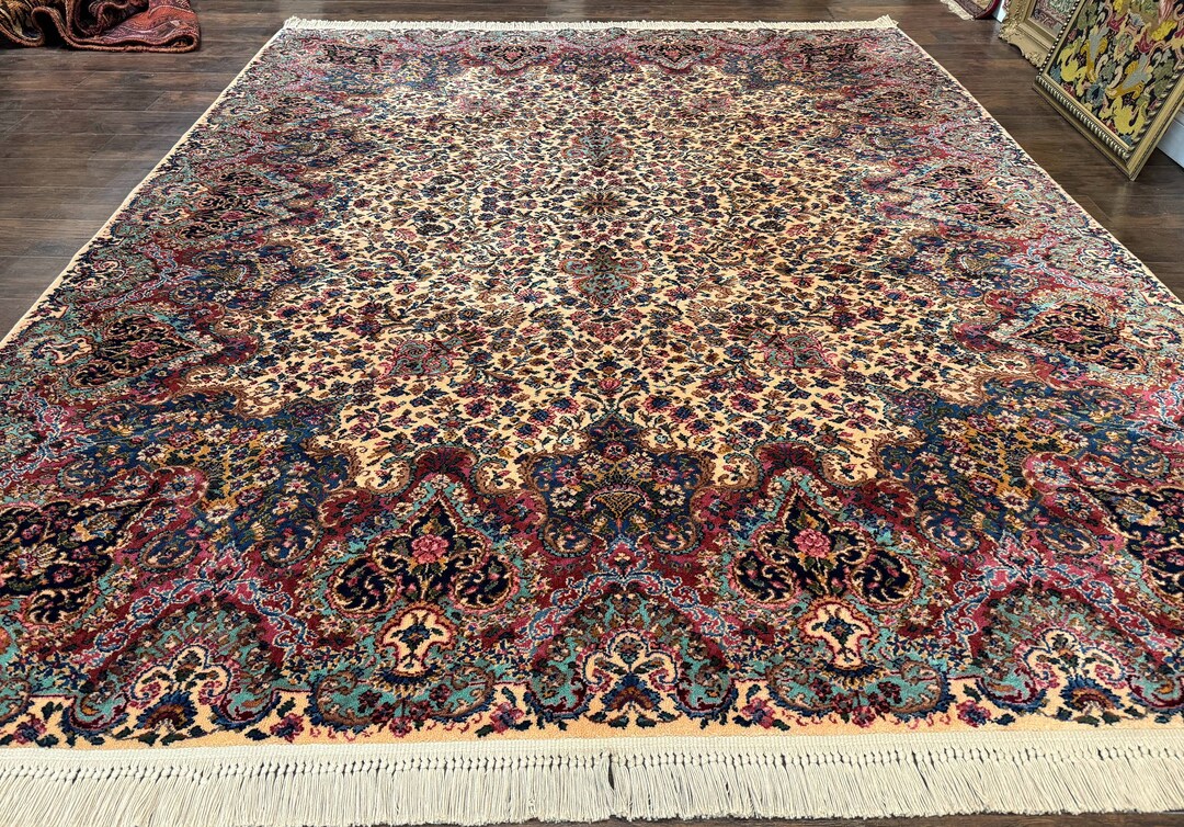 Karastan Ivory Kirman Rug 8.8 X 10.6, Karastan Floral Kirman #759, Wool ...