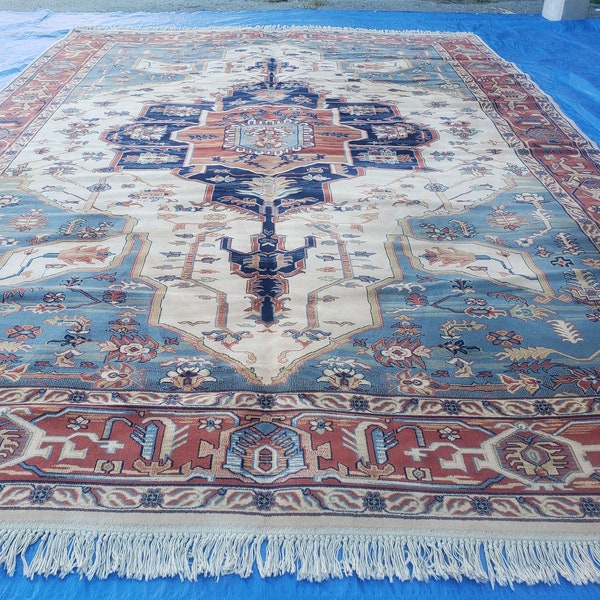 10' x 14' Vintage Power Loomed Couristan Geometric Wool Rug Belgium Made Carpet