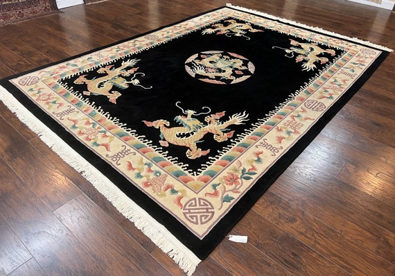 Chinese Wool Rug 8x11 Dragon Medallion