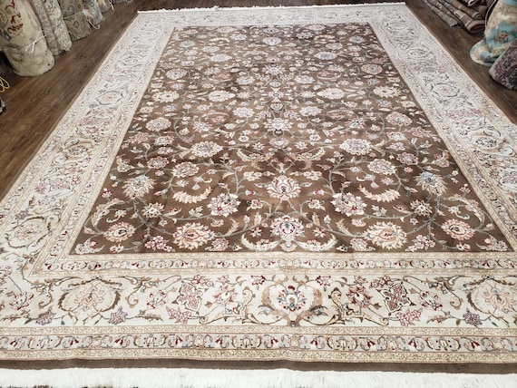Vintage Pak-persian Area Rug 9x12, Wool Hand-knotted Spice Brown