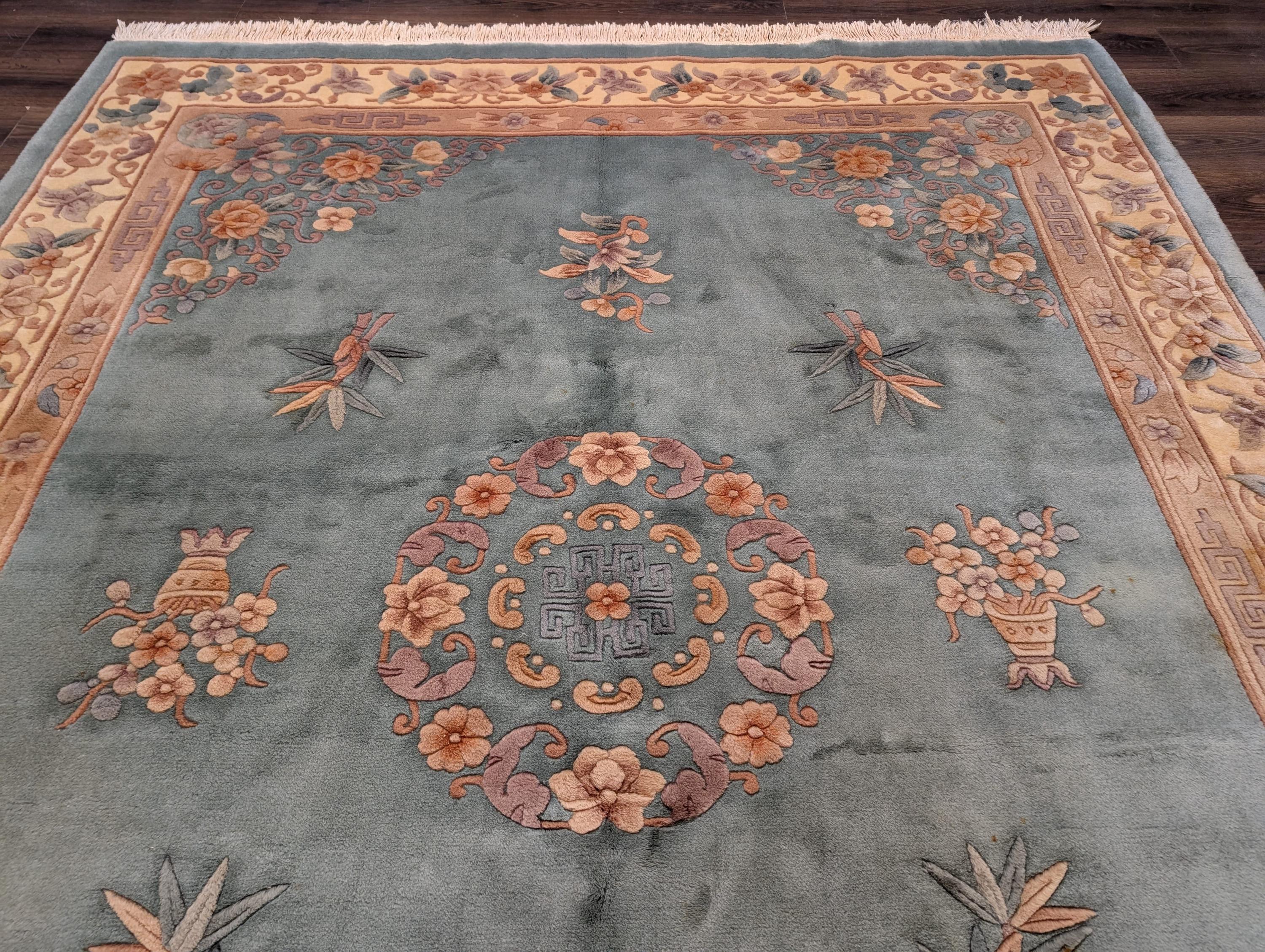 Chinese Wool 7.5 X 9.5, 90 Line Chinese Carving Carpet, Light Blue - Etsy