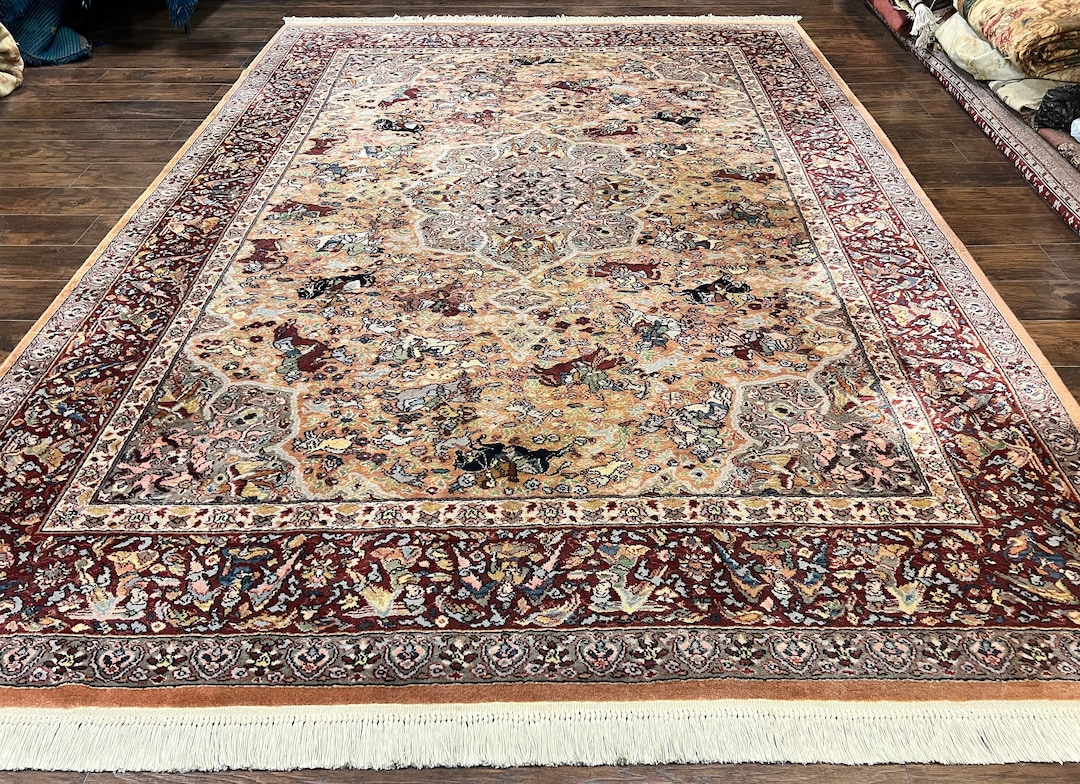 Karastan Rug 8.8 X 12 Persian Hunting Rug 723, Wool Pile Karastan Area