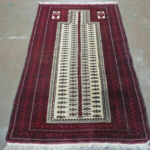 Tappeto antico turcomanno Balouchi da preghiera in lana Khamesh, 3&#39; X 5&#39;