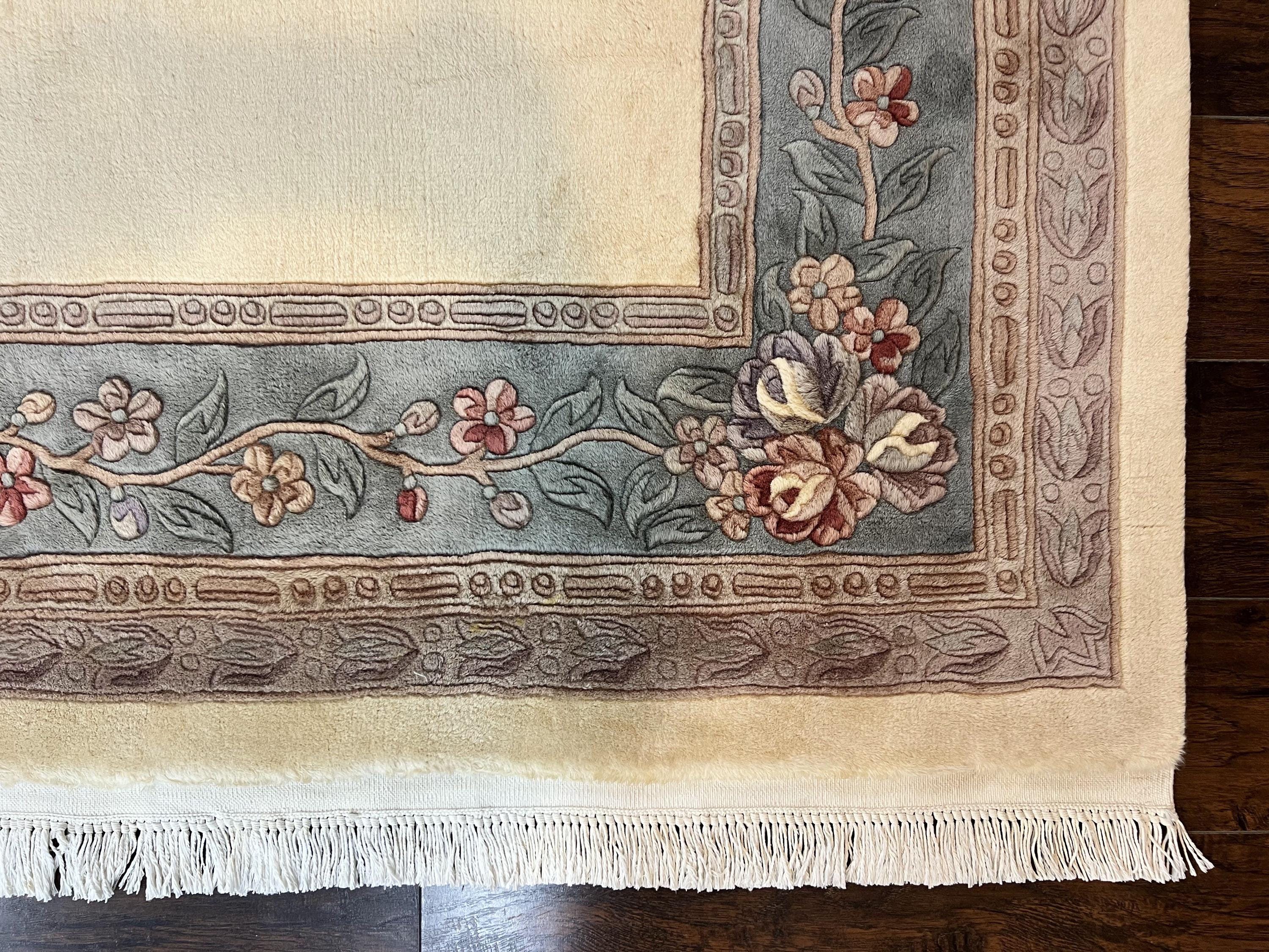 8x10 Hand Knotted Blue Green and Pink Traditional Persian