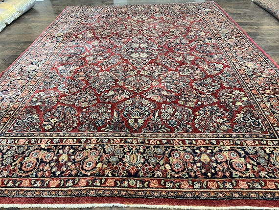 1920年代のペルシャ絨毯 9x12、レッドペルシャ絨毯、高品質ペルシャ