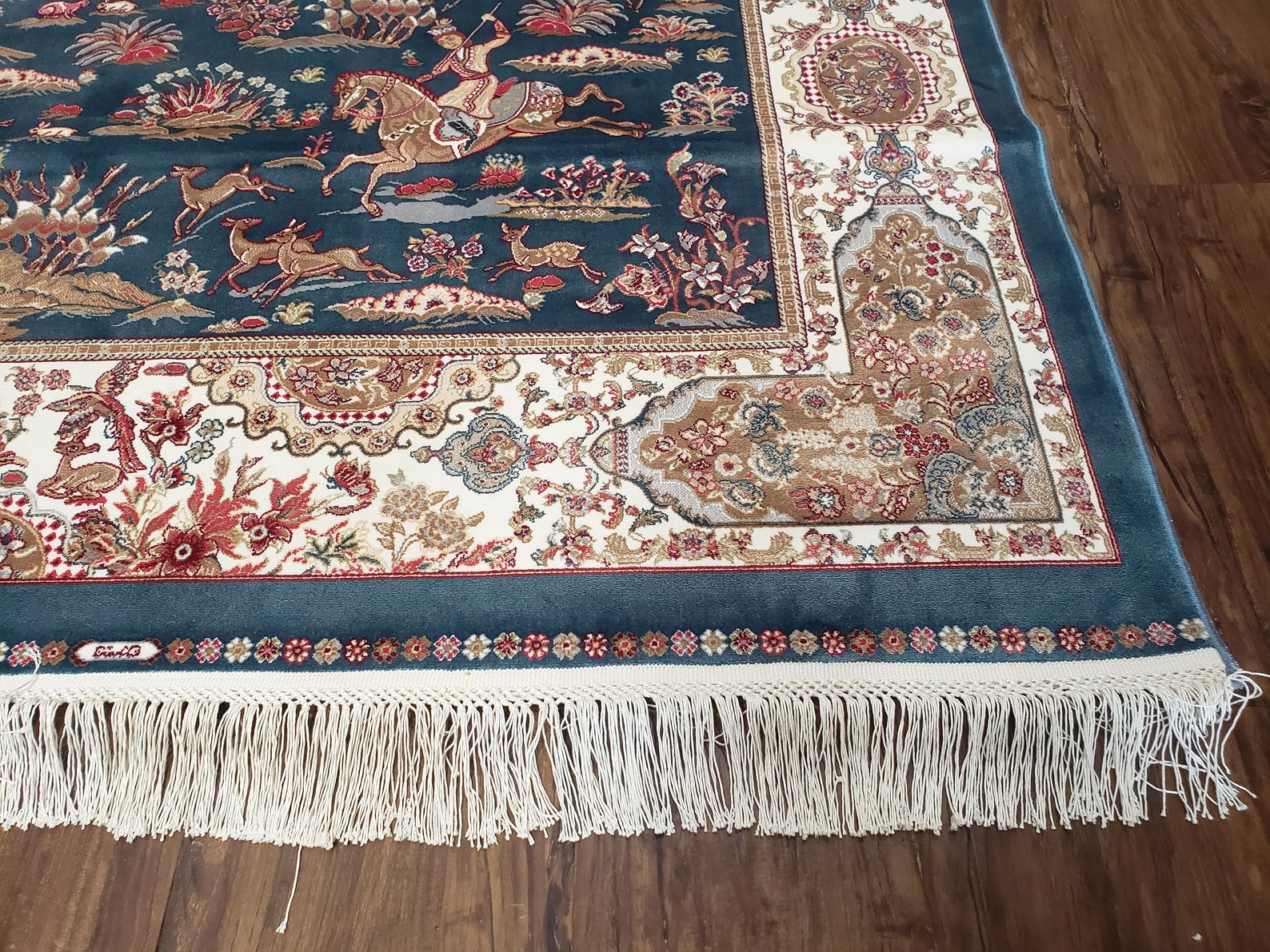Silk Hunting Scene Rug 4x6 ft Horses Traditional Oriental Etsy