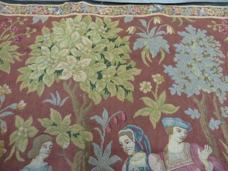 4' X 5' Antique Tapestry Belgium Handmade Petitpoint Etsy