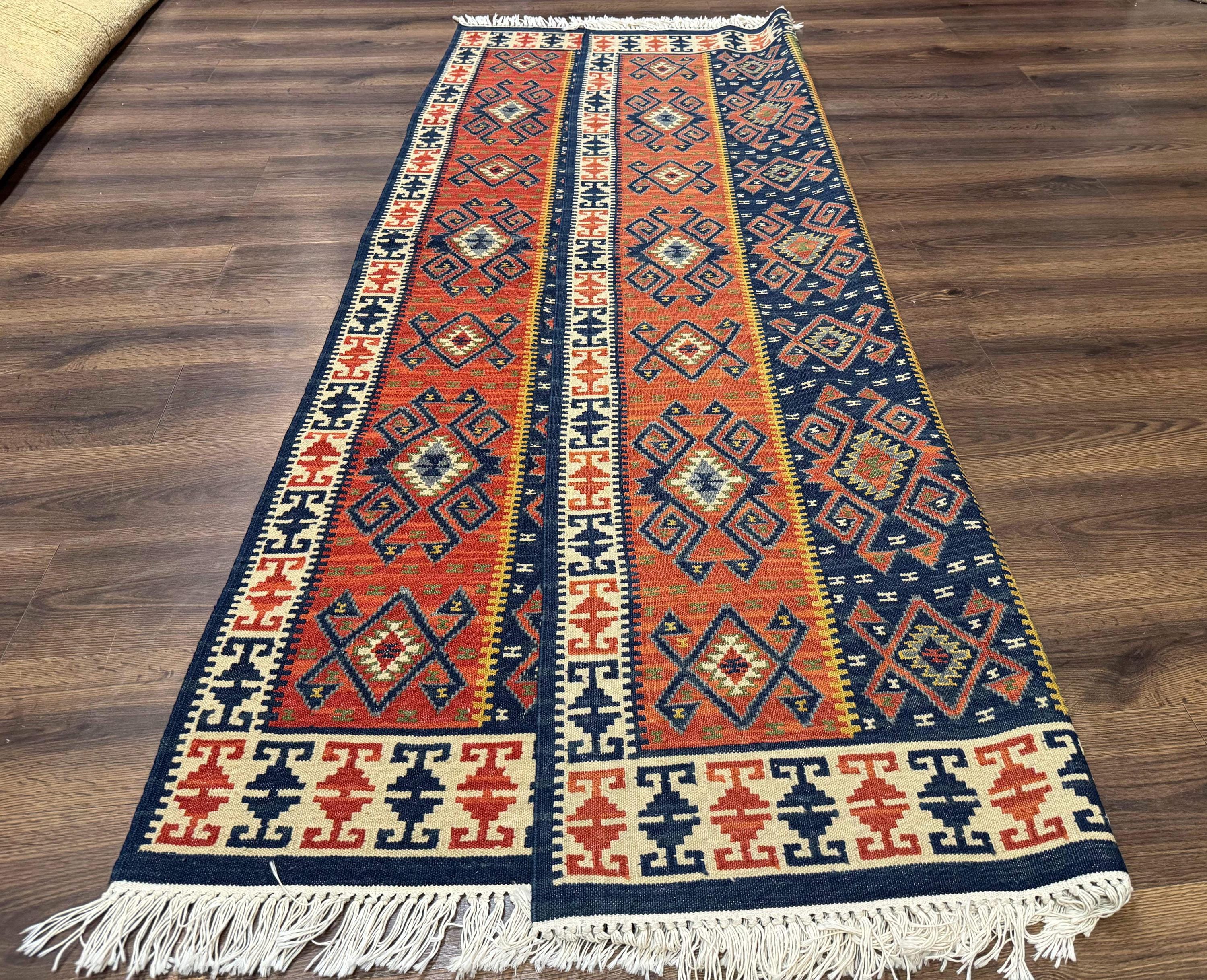 トルコキリムラグ 5x8、平織りカーペット、手作りボヘミアンラグ