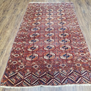 4x7 Antique Yamud Rug Russian Rug Turkoman Rug Fine Weave Rug