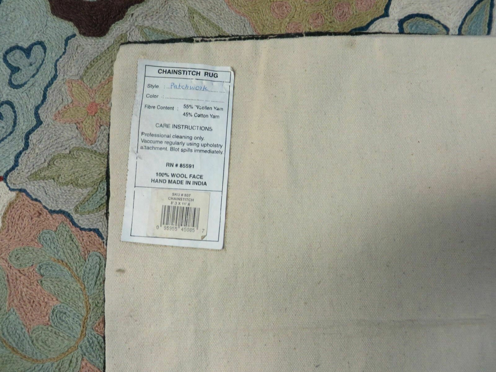 8 x 8 Vintage Indian Chain Stitch Rug 78164