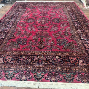 Karastan Rug 8.8 x 12 Antique Sarouk, Wool Pile, Vintage Discontinued