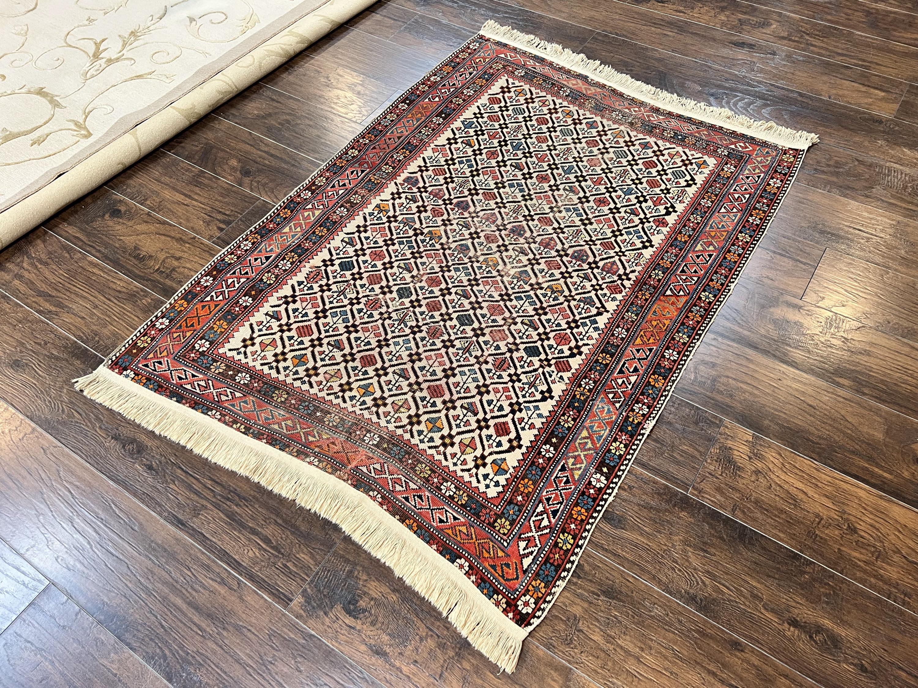 Antique Caucasian Rug 4x5, Hand Knotted Handmade Shirvan Oriental ...