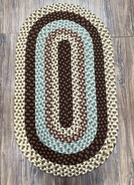 American Braided Rug 2x4 Ft Oval Rug, Multicolor Oval Rug, Oval