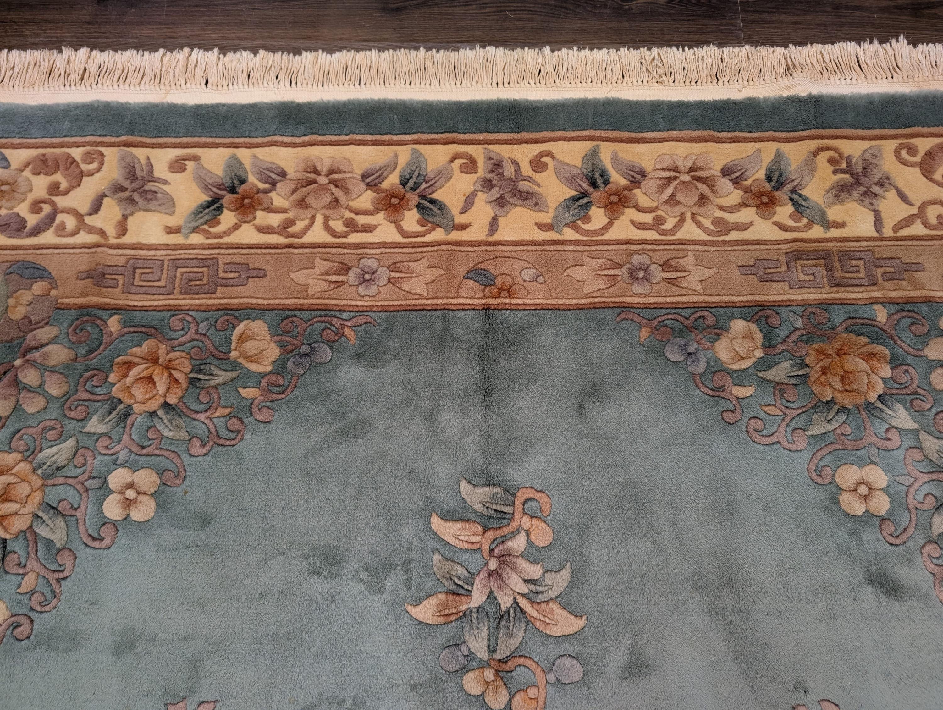 Chinese Wool 7.5 X 9.5, 90 Line Chinese Carving Carpet, Light Blue - Etsy