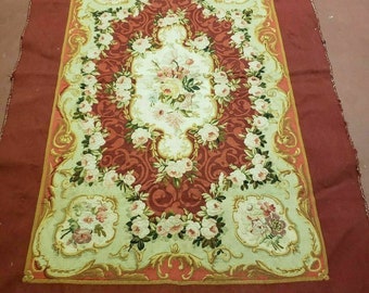 3' X 5' Antique Handmade French Aubusson Weave Savonnerie Needlepoint Rug Nice