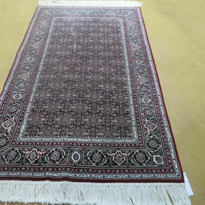 Tappeto di seta di lana Amritsar indiano fatto a mano, vintage, 3&#39; X 5&#39;