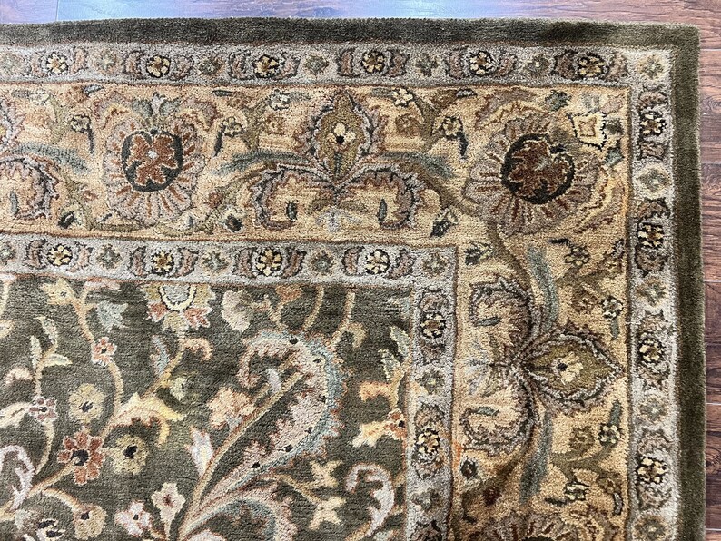 Pottery Barn Rug 8x10, Wool Hand Tufted Vintage Indian Carpet, Room
