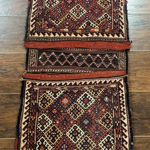 Persian Tribal Double Saddle Bag Rug, Antique Khorjin, Shahsavan Nomadic Weaving