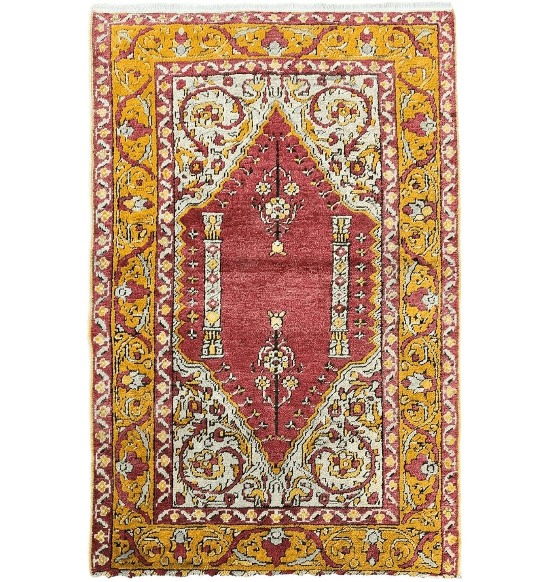 Antique Turkish Prayer Rug 3x5, Melas Oushak Accent Rug - Etsy