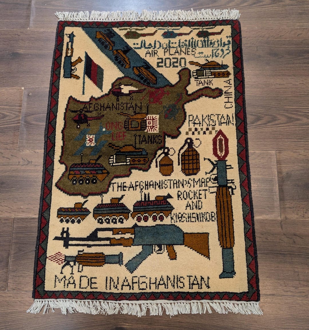 Afghan War Rug 2x3, Pictorial, Map of Afghanistan - Etsy