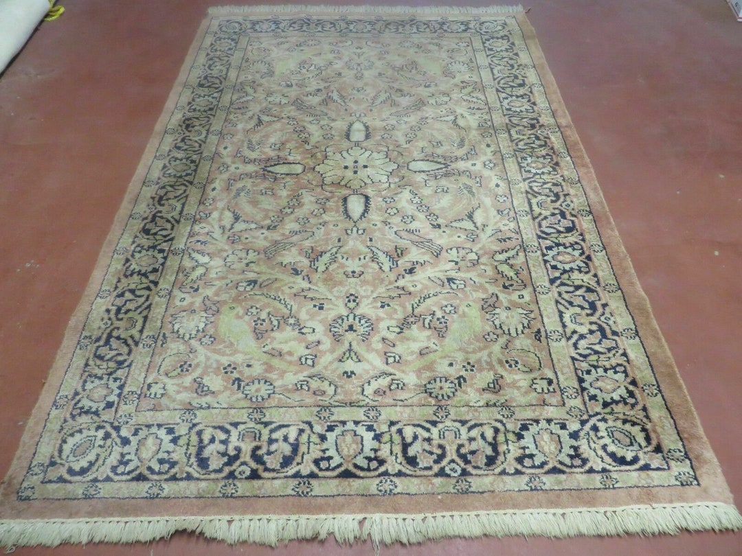 Indian Silk Rug 4x6 Indian Kashmiri Silk Carpet 4 X 6 Ft Etsy