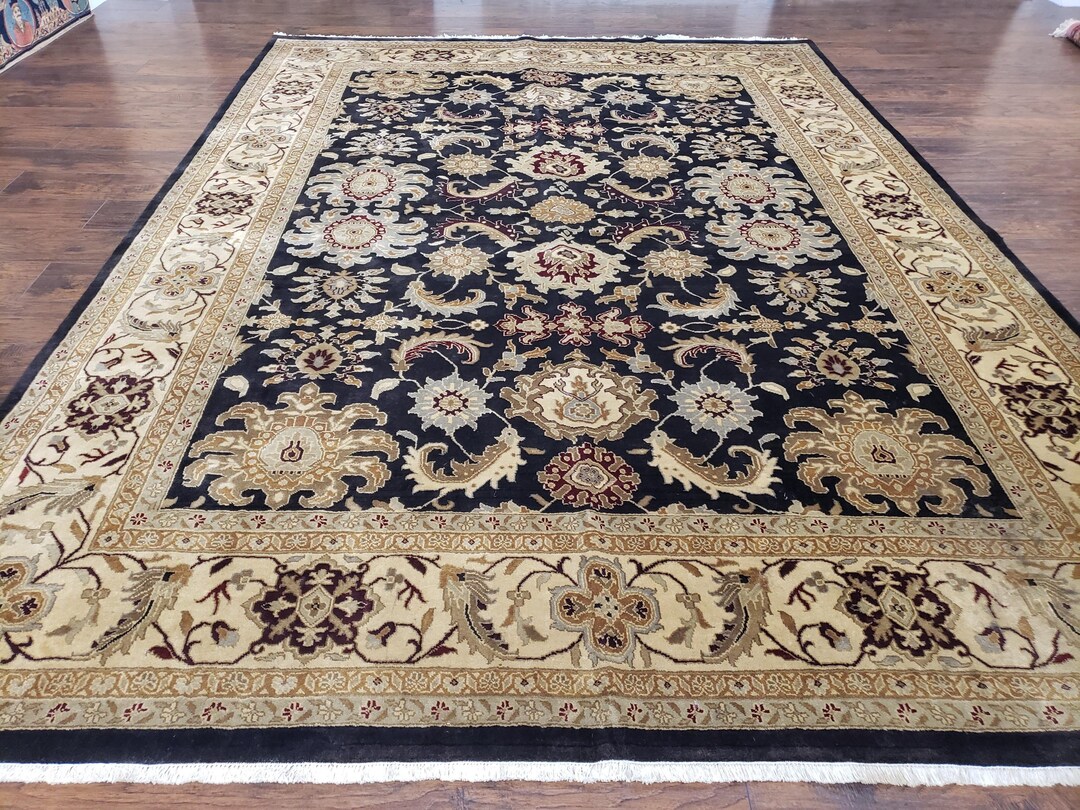 Indian Rug Horizontal Indo Mahal Rug 8x12, Indian Sultanabad Handmade Area Rug, Vintage Hand ...