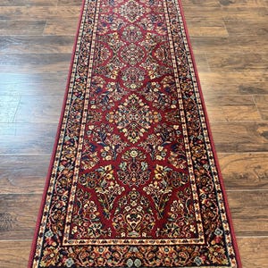 Karastan Runner Rug 2.6 x 8.6, Red Sarouk #785, Original 700 Series, Wool Karastan Runner Rug, Rare