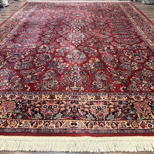 10x14 Karastan Rug Red Sarouk #785, Wool Original 700 Series