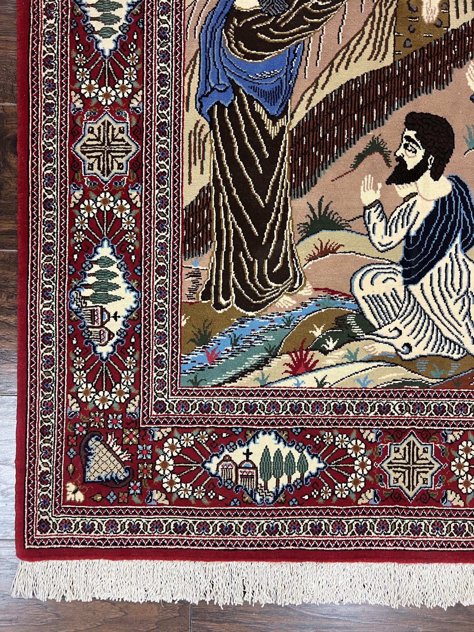 Jesus Rugs Graphics Persian Pictorial Rug 3x5, Rare Christian Rug, Jesus on Cross, Hand ...