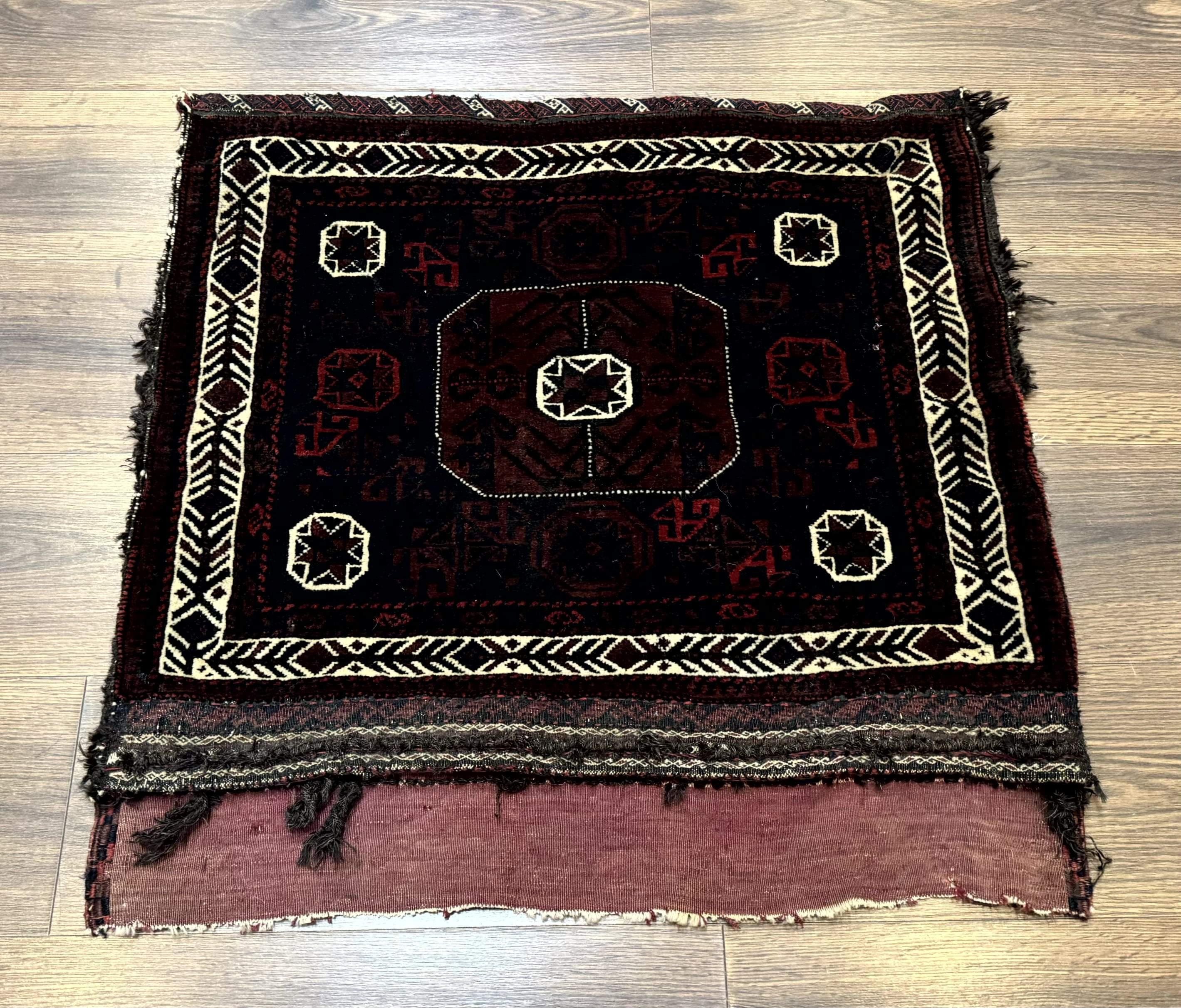 Persian Baluch Bagface Rug 2.6 X 2.6, Navy Blue, Tribal Persian Baluch Bagface Rug 2.6 X 2.6, Navy Blue, Tribal