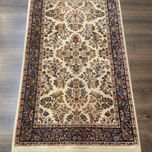 Karastan Rug 2x4, Ivory Sarouk #760, Vintage Wool Small Karastan Carpet, Original 700 Series, Discontinued