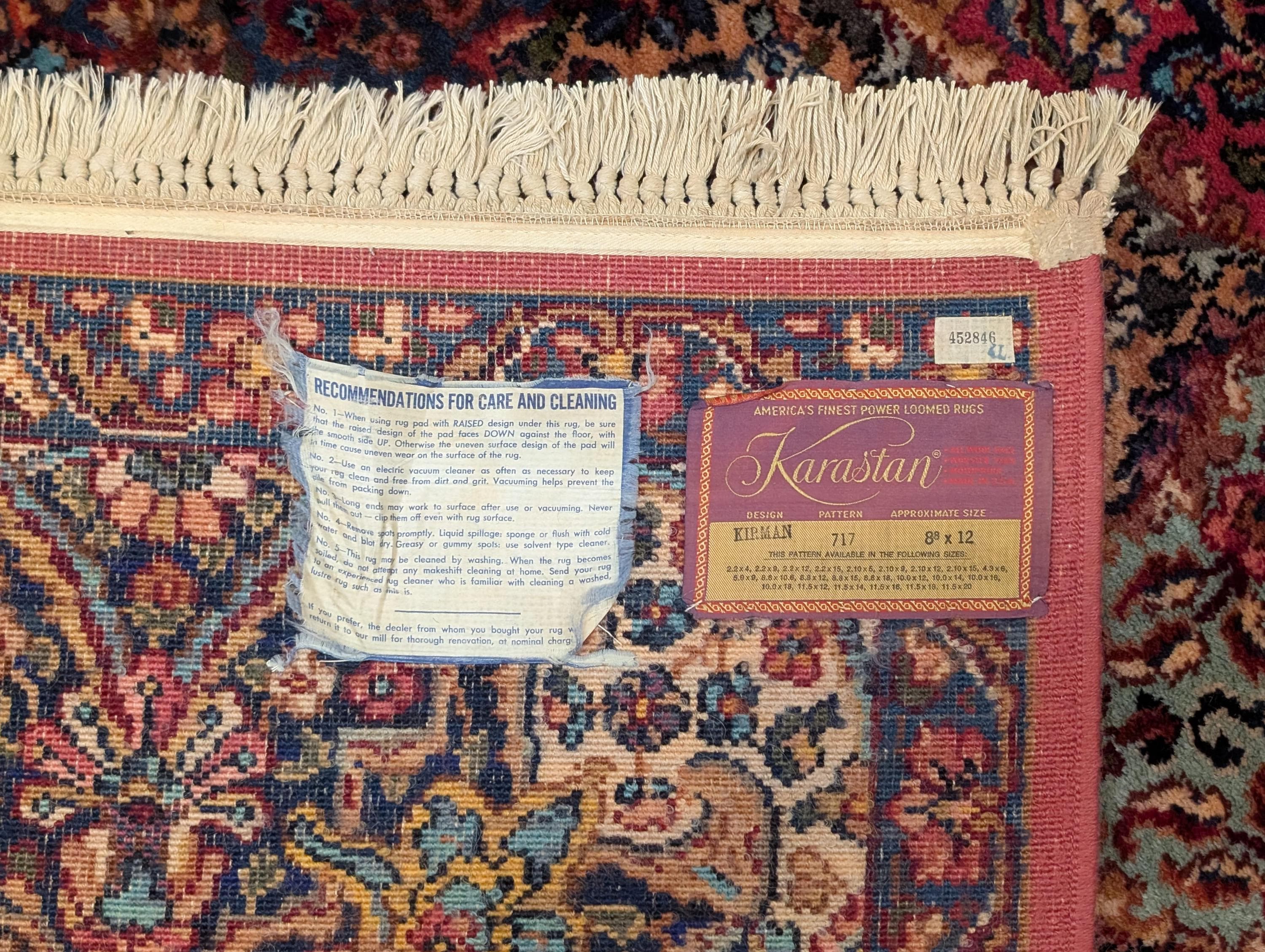 Antique Karastan Rug 8.8 X 12 Multicolor Panel Kirman #717, Wool
