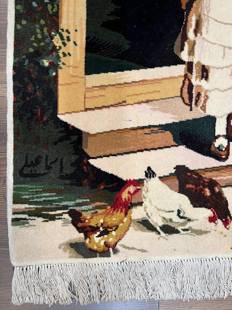 Persion Rug Figures Persian Pictorial Rug 2x3, Fine High KPSI Pictorial Carpet, Lady in ...