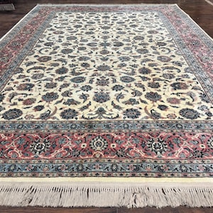 Karastan Rug 8.8 x 12, Ivory Rose Ka&#39;shan #768, Wool Pile Karastan Carpet, Original 700 Series, Rare, Discontinued, Vintage