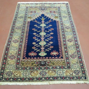Tappeto di lana Kaisery turco fatto a mano semiantico da preghiera, 3&#39; X 4&#39;, bello