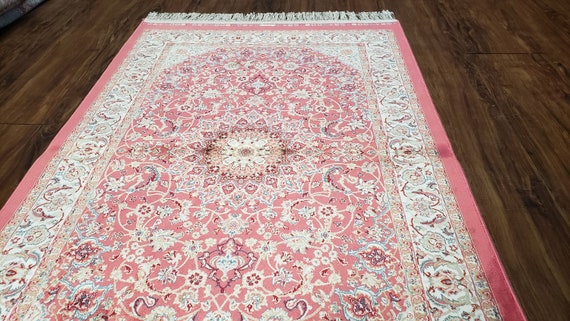 bloeden Waarnemen sturen Roze zijden tapijt Perzisch tapijt roze bamboe zijde 25 x - Etsy België