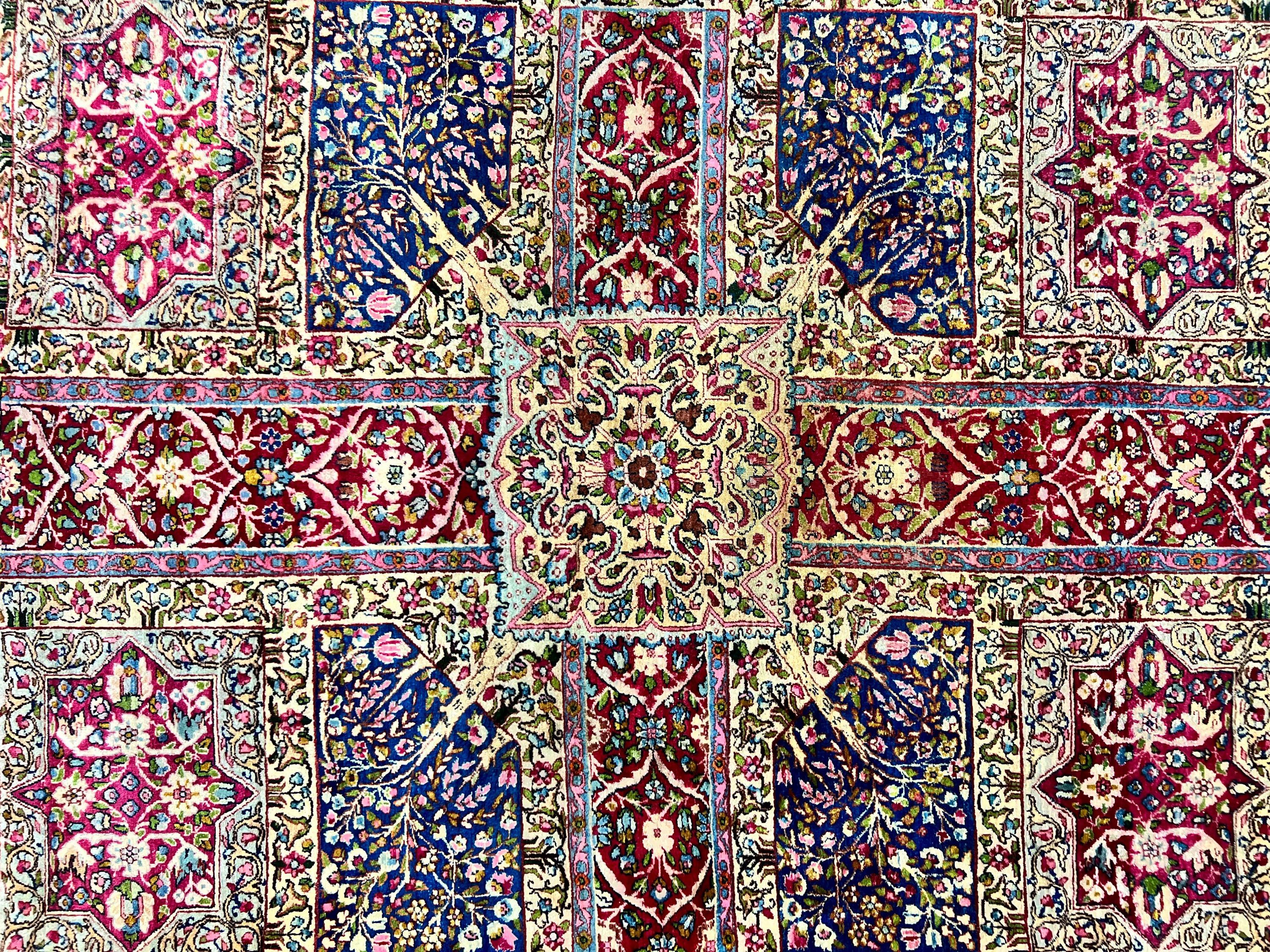 8x9 Rug Persian Kirman Lavar Rug 8x9, Antique Persian Carpet, Colorful ...