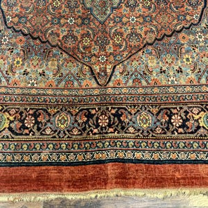 Antique Persian Bidjar Rug 7x15, Unique Size, Herati Pattern, Red Blue ...
