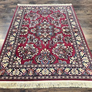 Karastan Rug 4.6 x 6 Lanamar Sarouk #5528, Red Wool Karastan Oriental Carpet, Discontinued, Antique, Wool Pile